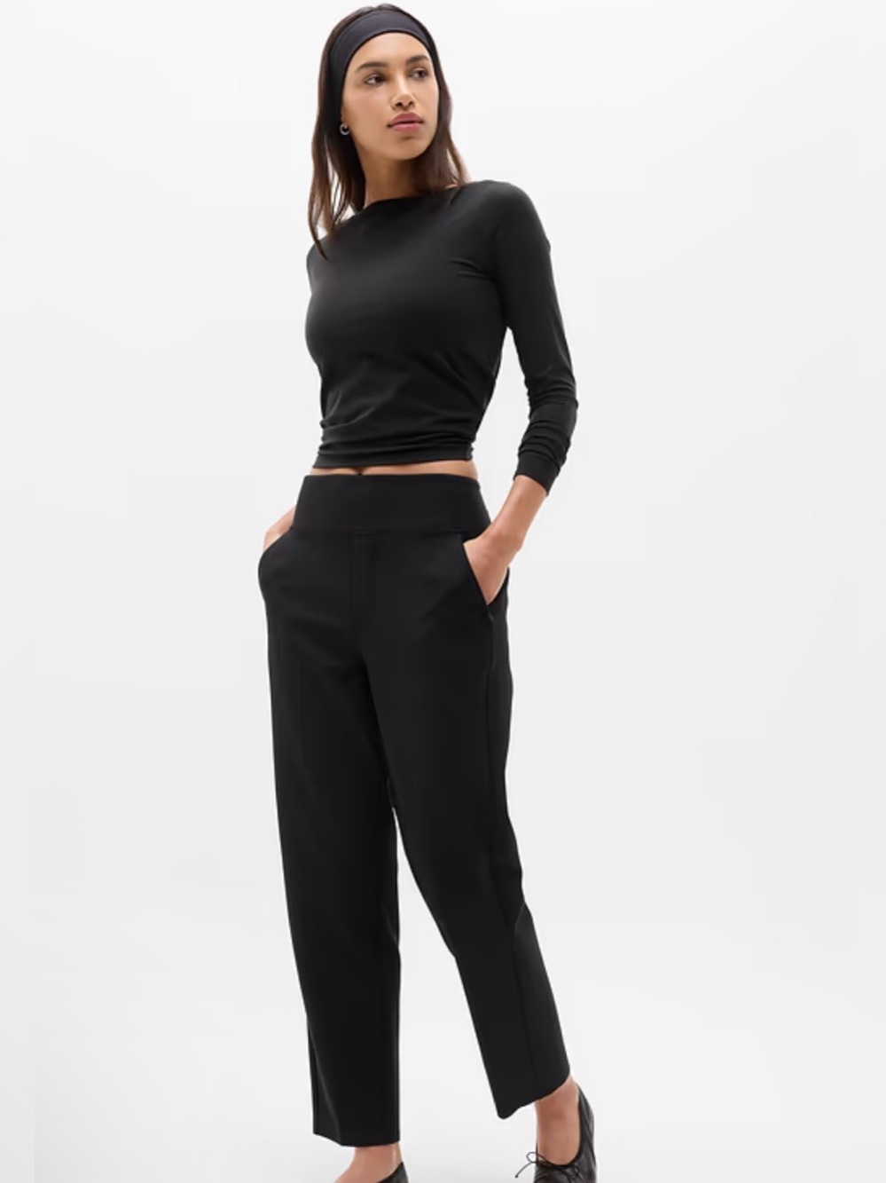 Athleta Black Straight-Leg High-Rise Ponte Pants